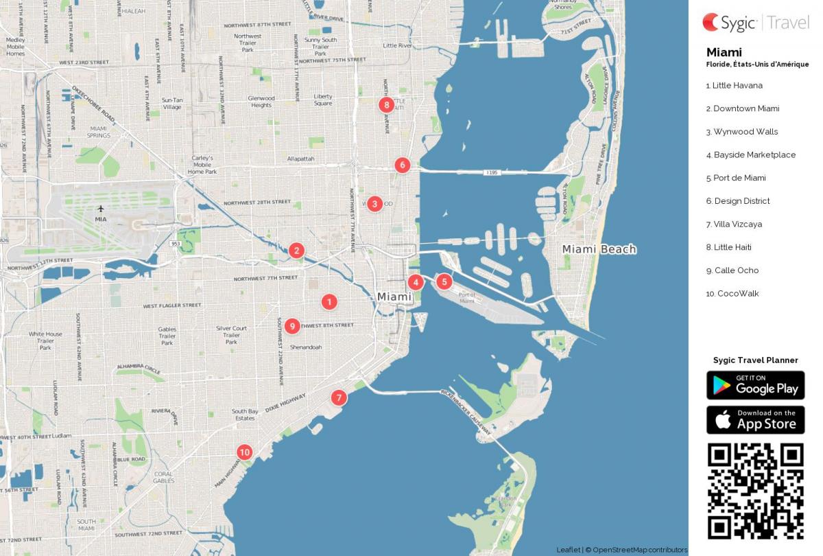 Mapa de lugares de interés de Miami