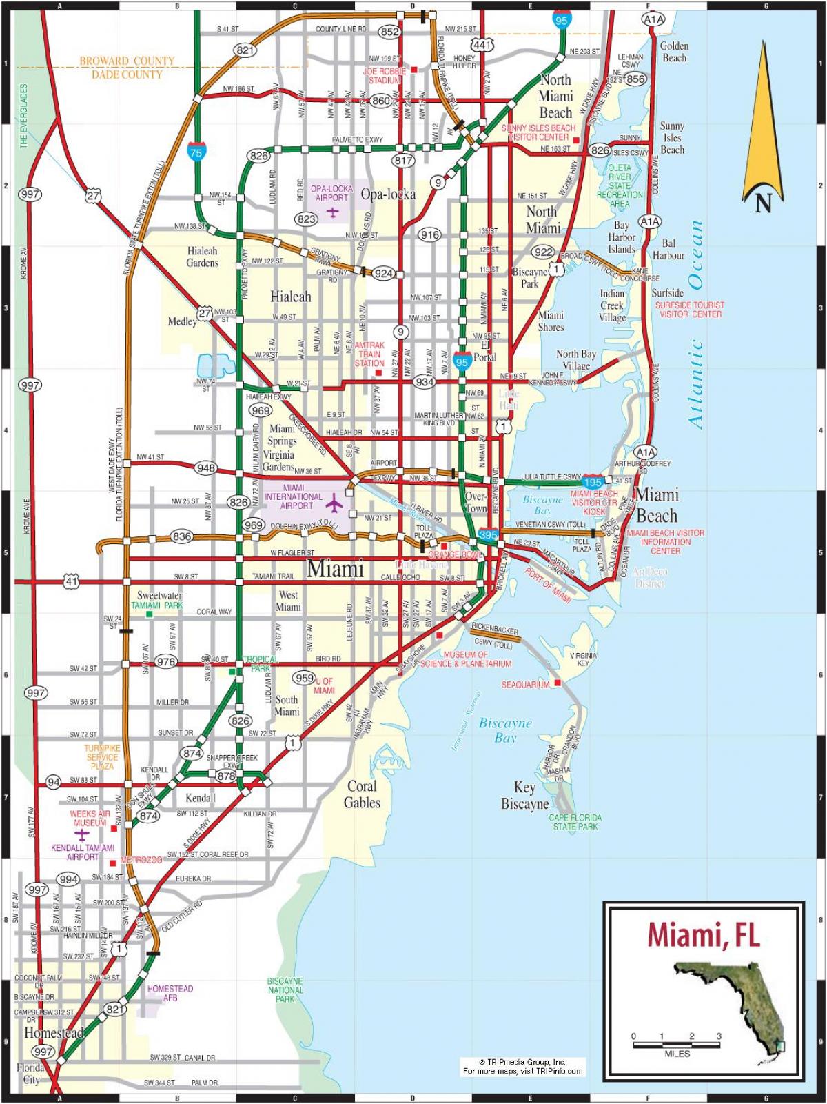 Mapa de carreteras de Miami