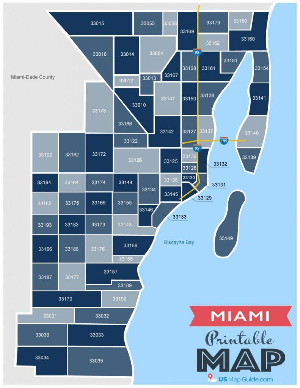 Mapa de códigos postales de Miami