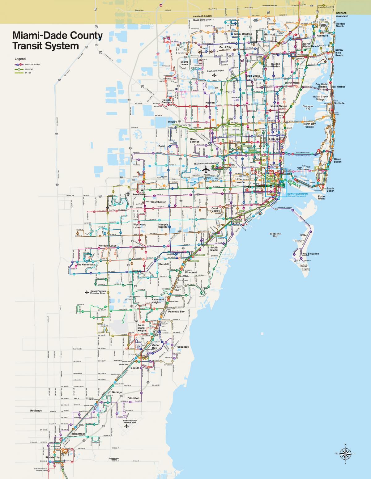 Mapa de las estaciones de tren de Miami