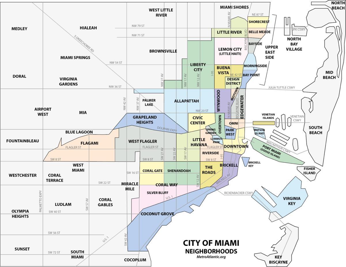 Mapa de los barrios de Miami