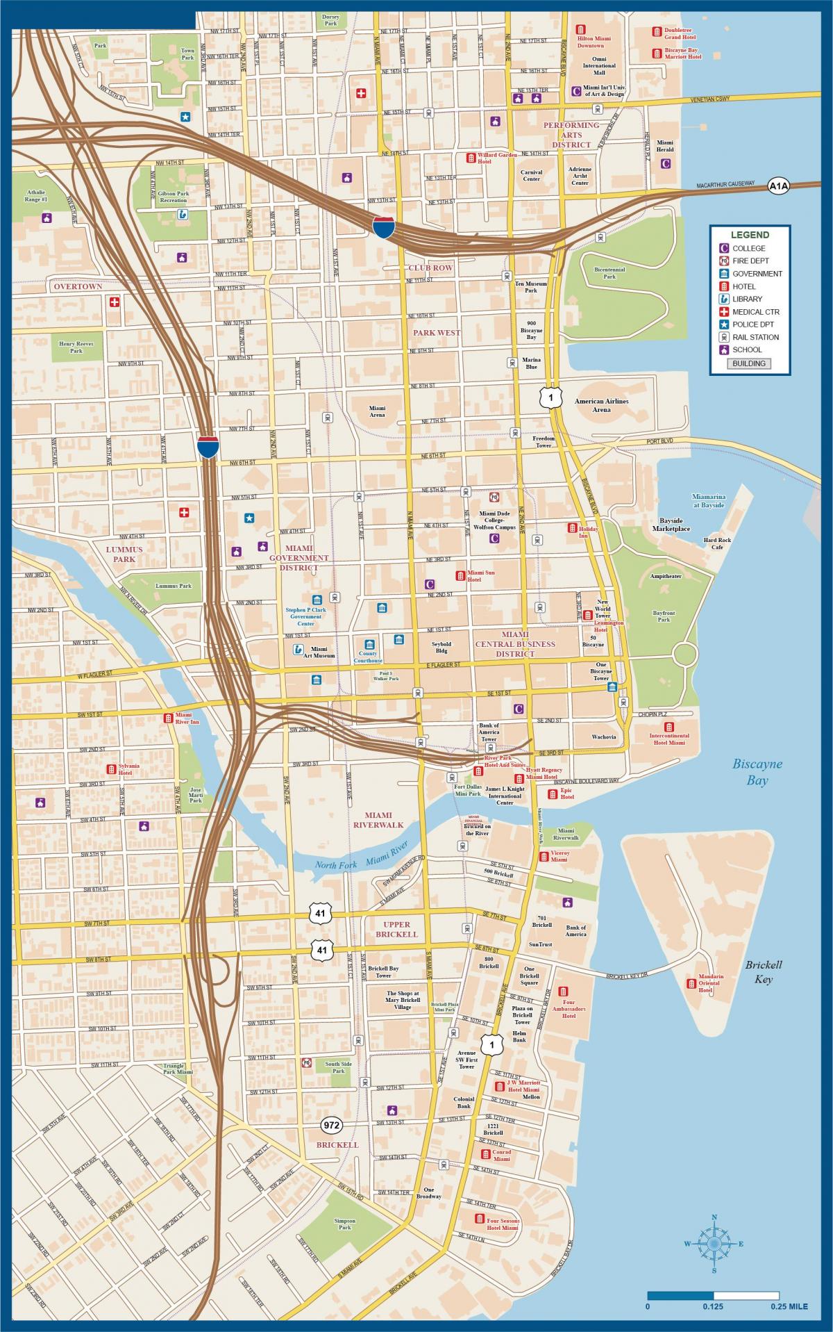 Mapa del centro de Miami