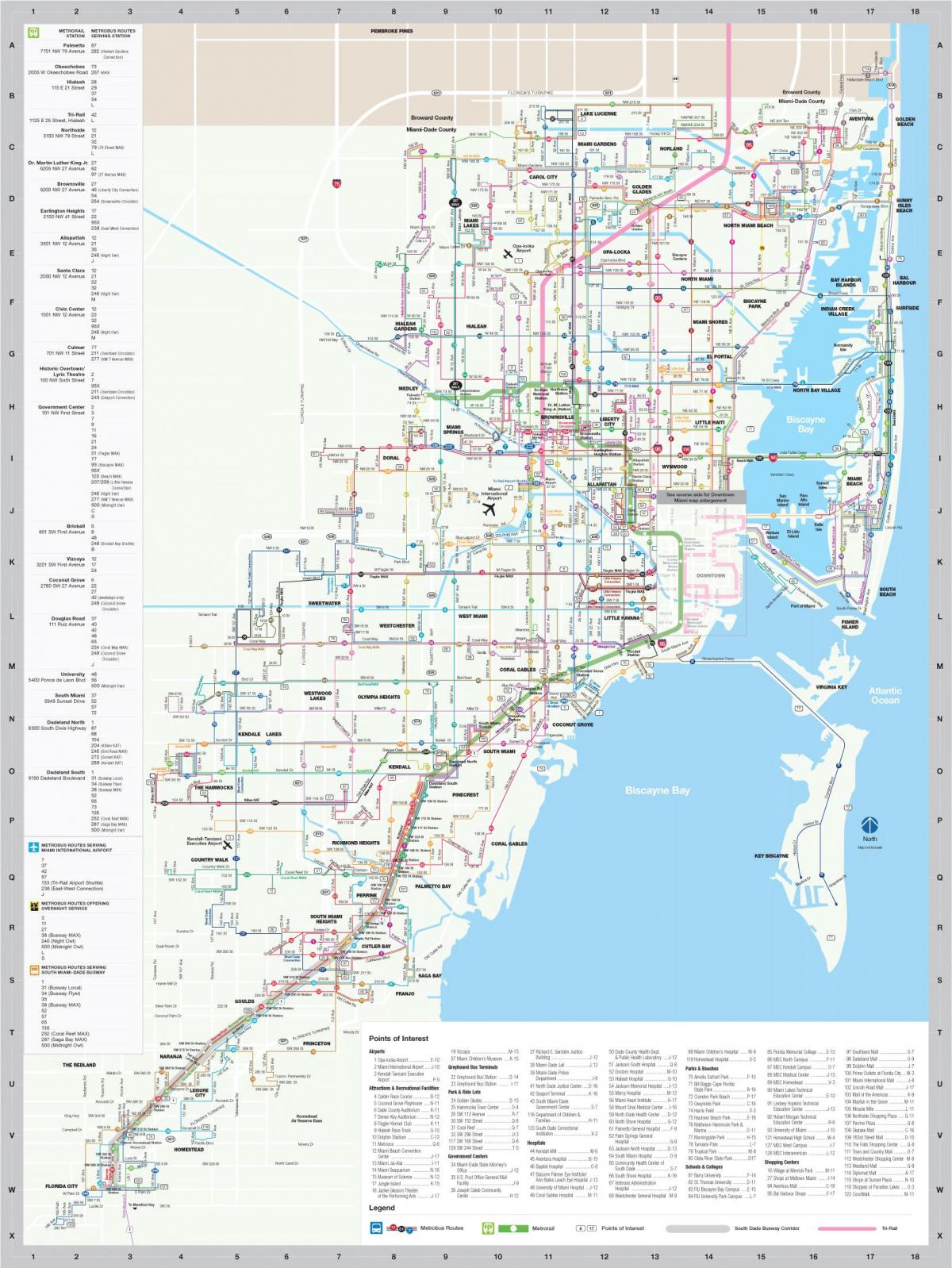 Mapa de la estación de autobuses de Miami