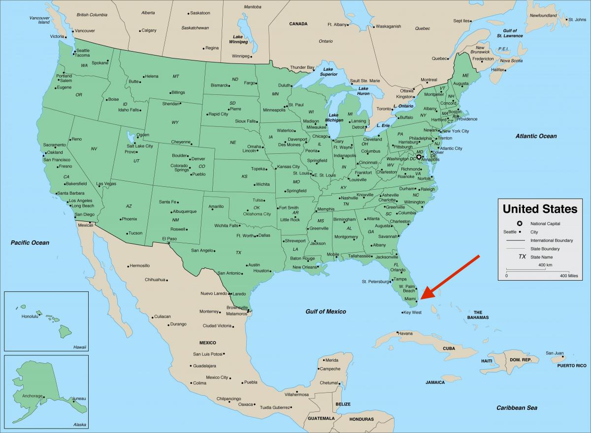 Miami en el mapa de Florida - EEUU
