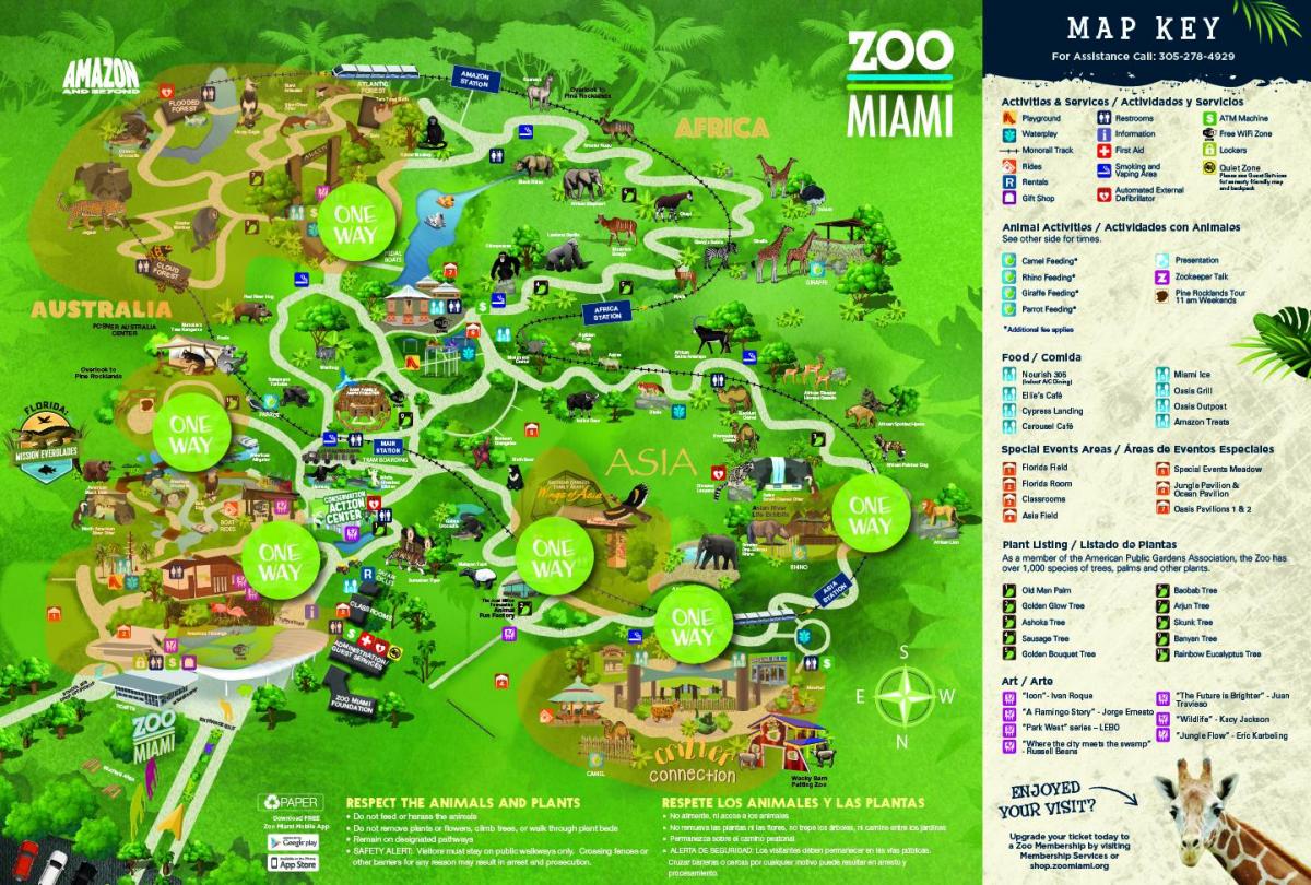 Mapa del parque zoológico de Miami